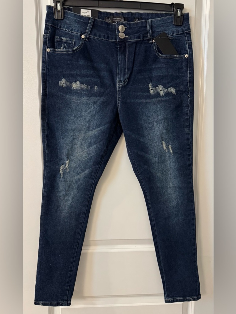#1919 - City Chic Denim Asha Jean Baby Rip High-Rise Ankle Grazer Dark Wash Blue